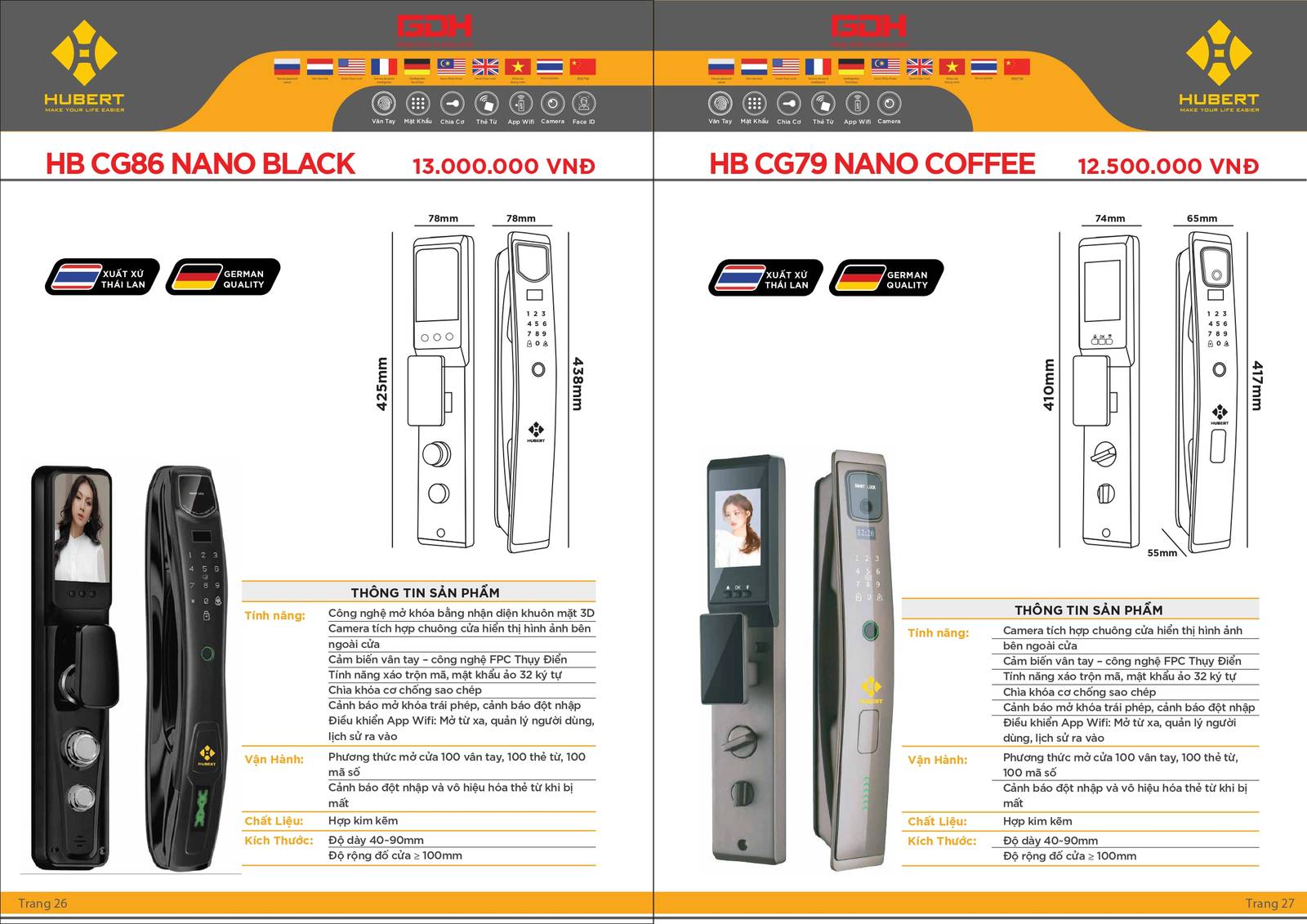Khóa cửa thông minh HUBERT Catalogue và Bảng giá mới nhất /Page 8